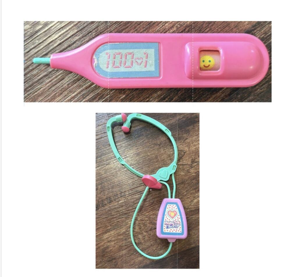 Vintage 1993 Kenner Baby Check Up Stethoscope & Thermometer Playset